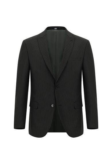 Erkek Giyim - SİYAH 62 Beden Super Slim Fit Ekstra Dar Kesim Klasik Çizgili Takım Elbise