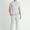  Açık Gri  Slim Fit Dar Kesim Beli Lastikli İpli Desenli Keten Kumaş Pantolon