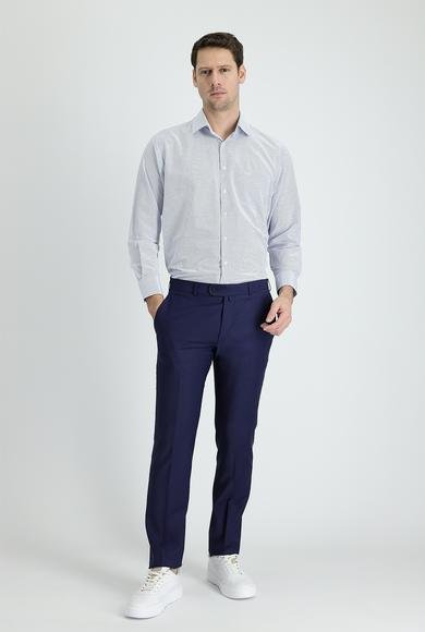 Erkek Giyim - ORTA LACİVERT 68 Beden Yünlü Klasik Kumaş Pantolon