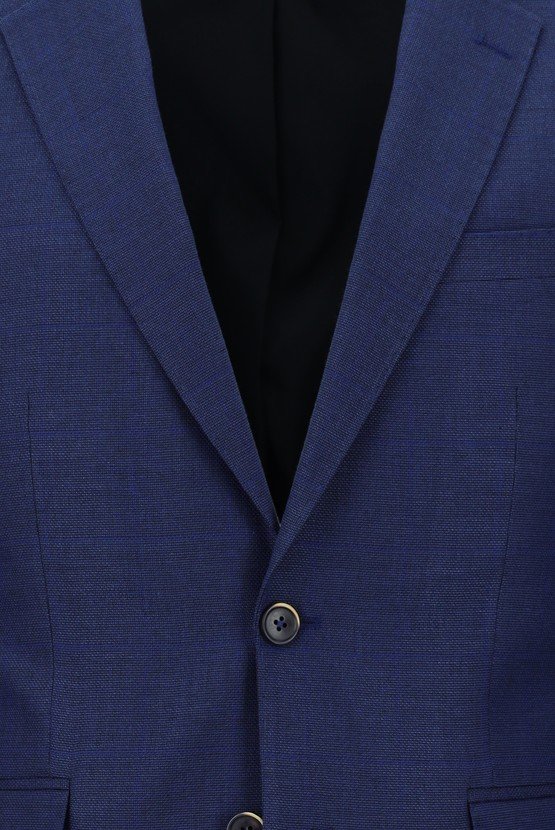 Erkek Giyim - Slim Fit Dar Kesim Klasik Kareli Takım Elbise