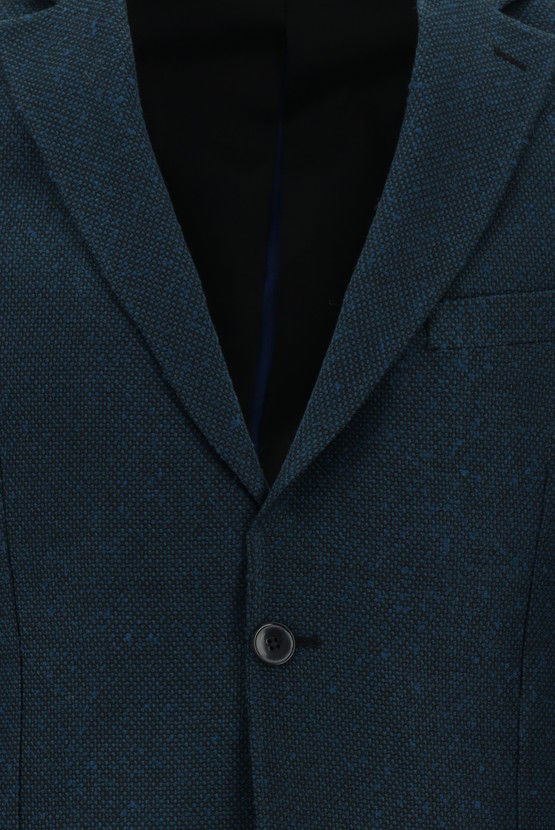 Erkek Giyim - Slim Fit Dar Kesim Desenli Ceket