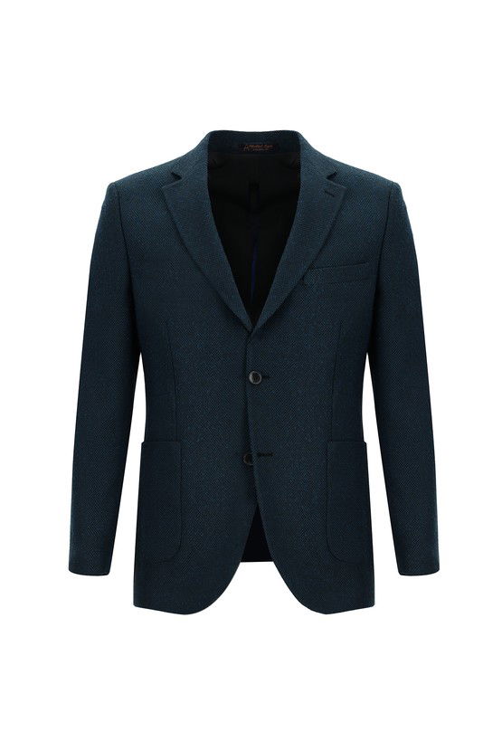 Erkek Giyim - Slim Fit Dar Kesim Desenli Ceket