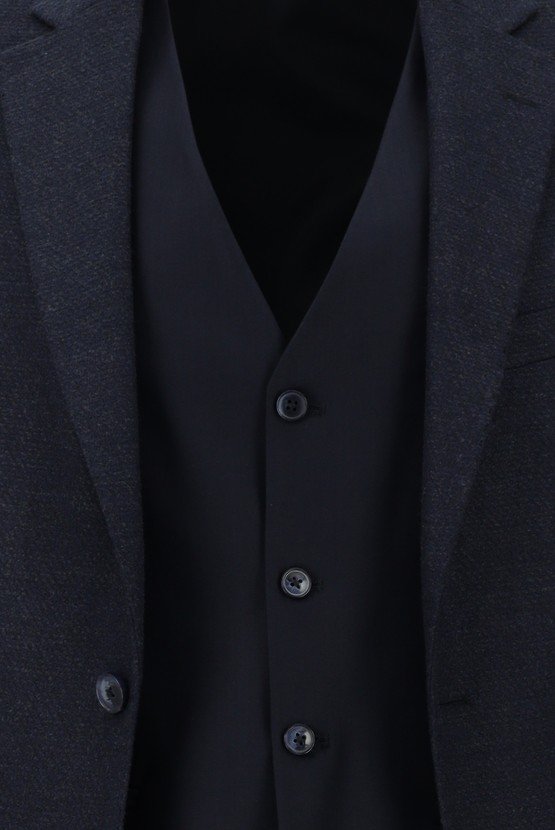 Erkek Giyim - Slim Fit Dar Kesim Kombinli Yelekli Takım Elbise