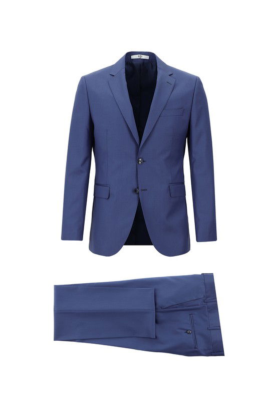 Erkek Giyim - Slim Fit Dar Kesim Yünlü Klasik Takım Elbise