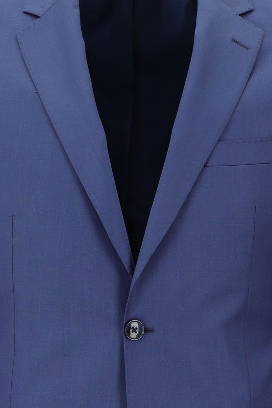 Erkek Giyim - Slim Fit Dar Kesim Yünlü Klasik Takım Elbise
