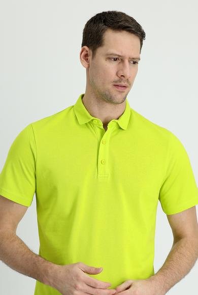 Erkek Giyim - FISTIK YEŞİLİ XXL Beden Polo Yaka Regular Fit Pamuk Tişört