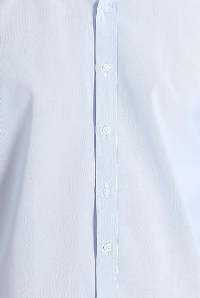 Erkek Giyim - UÇUK MAVİ 3X Beden Kısa Kol Regular Fit Çizgili Gömlek