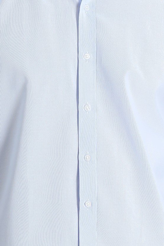 Erkek Giyim - Kısa Kol Regular Fit Çizgili Pamuklu Gömlek