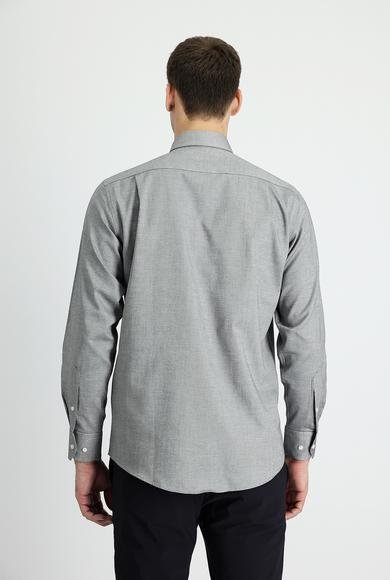 Erkek Giyim - SİYAH 3X Beden Uzun Kol Regular Fit Oxford Pamuk Gömlek