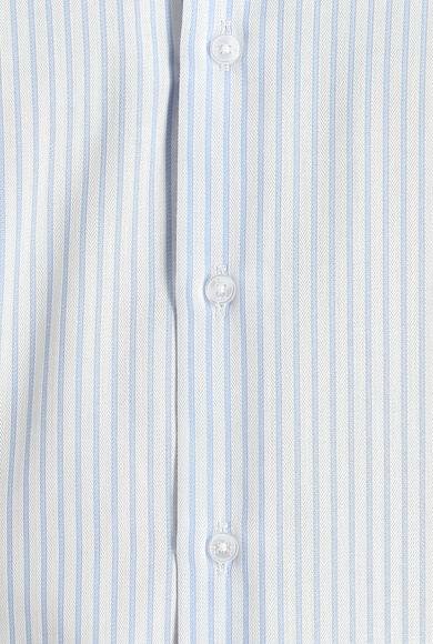 Erkek Giyim - AÇIK MAVİ XXL Beden Uzun Kol Slim Fit Dar Kesim Çizgili Gömlek