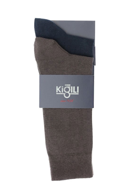 Erkek Giyim - 2'li Düz Pamuklu Çorap Seti