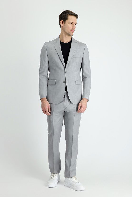 Erkek Giyim - Slim Fit Dar Kesim Klasik Yün Takım Elbise