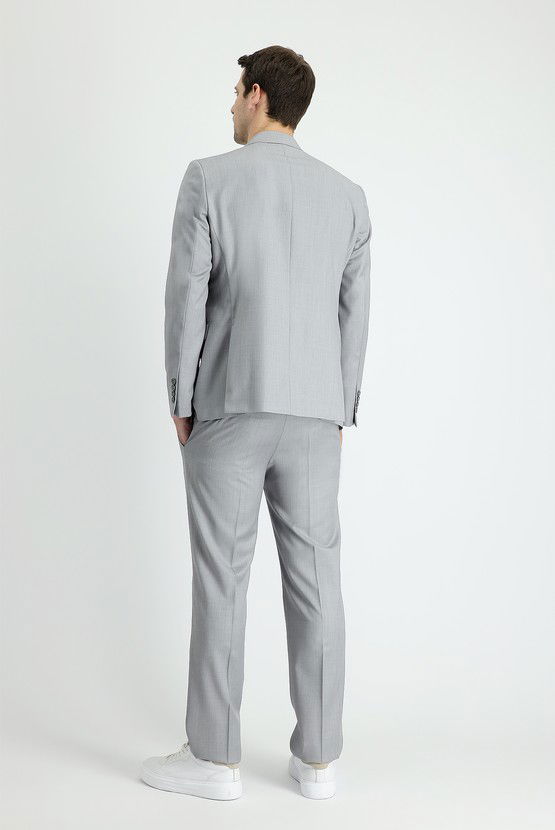 Erkek Giyim - Slim Fit Dar Kesim Klasik Yün Takım Elbise