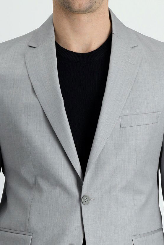 Erkek Giyim - Slim Fit Dar Kesim Klasik Yün Takım Elbise
