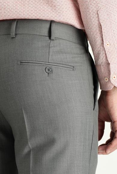 Erkek Giyim - AÇIK GRİ MELANJ 48 Beden Slim Fit Dar Kesim Klasik Kumaş Pantolon