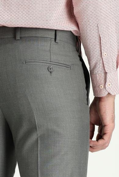 Erkek Giyim - ORTA GRİ MELANJ 46 Beden Slim Fit Dar Kesim Klasik Kumaş Pantolon