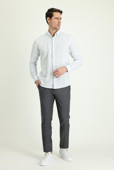 Erkek Giyim - KOYU ANTRASİT 52 Beden Slim Fit Dar Kesim Yünlü Klasik Kumaş Pantolon