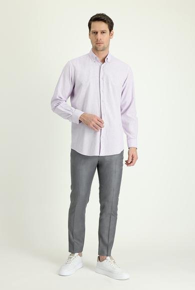 Erkek Giyim - AÇIK GRİ 60 Beden Slim Fit Dar Kesim Klasik Kumaş Pantolon