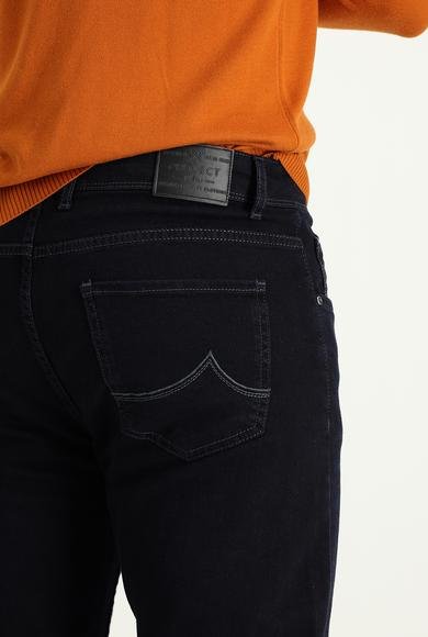 Erkek Giyim - SİYAH LACİVERT 58 Beden Super Slim Fit Ekstra Dar Kesim Likralı Denim Pantolon