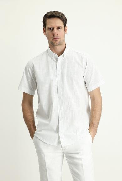 Erkek Giyim - AÇIK MAVİ M Beden Kısa Kol Regular Fit Pamuk Gömlek