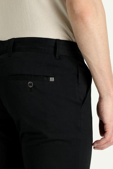 Erkek Giyim - SİYAH 50 Beden Slim Fit Dar Kesim Likralı Kanvas / Chino Pantolon