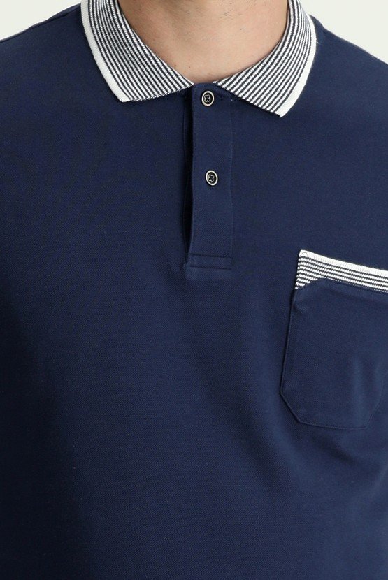 Erkek Giyim - Polo Yaka Regular Fit Desenli Pamuk Tişört