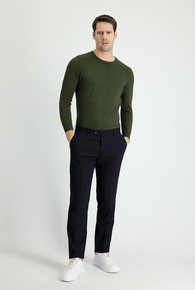 Erkek Giyim - KOYU LACİVERT 50 Beden Yünlü Klasik Kumaş Pantolon
