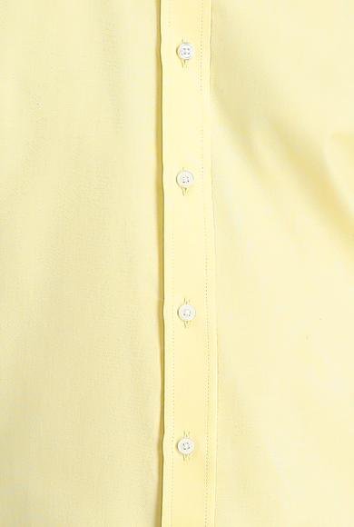 Erkek Giyim - AÇIK SARI XS Beden Uzun Kol Slim Fit Dar Kesim Oxford Pamuk Gömlek