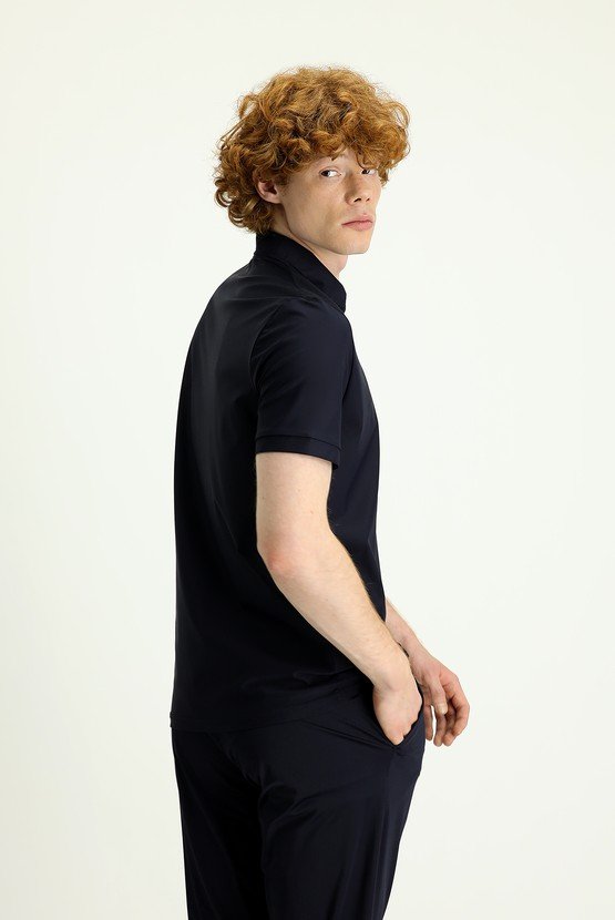 Erkek Giyim - Techno-Line Polo Yaka Slim Fit Dar Kesim Fermuarlı Tişört