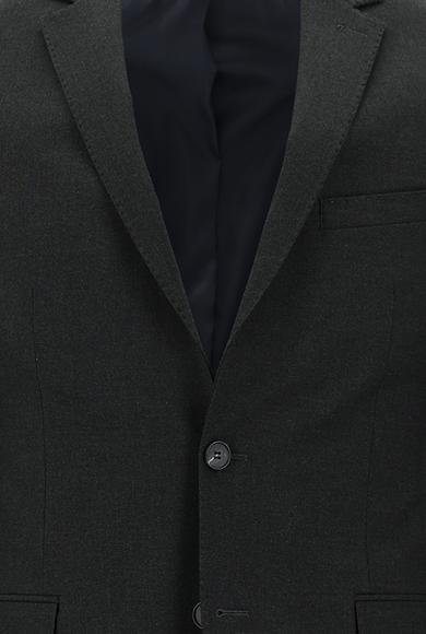 Erkek Giyim - KOYU ANTRASİT 46 Beden Super Slim Fit Ekstra Dar Kesim Klasik Takım Elbise