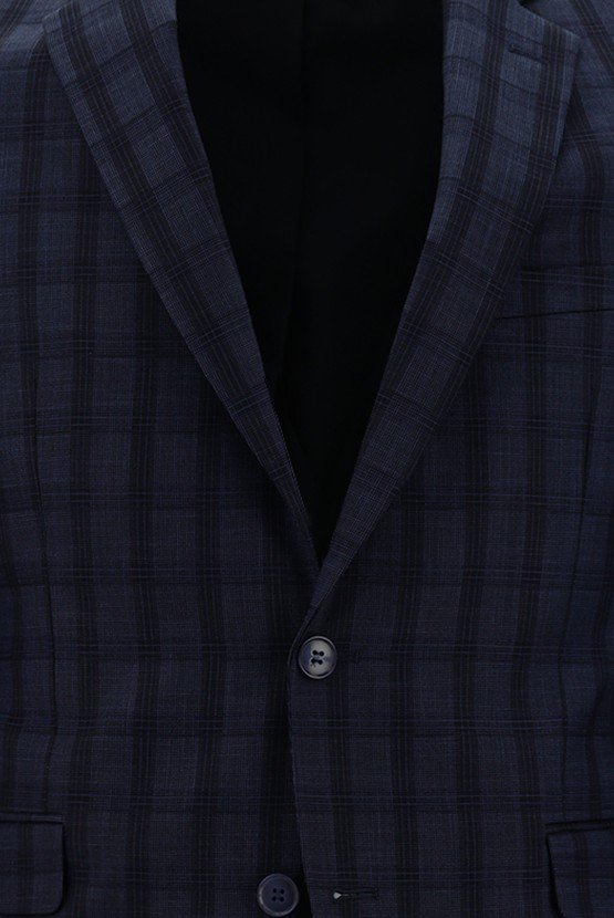 Erkek Giyim - Slim Fit Dar Kesim Kombinli Ekose Takım Elbise