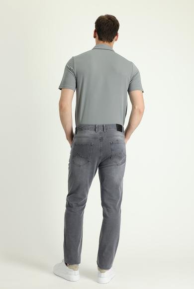 Erkek Giyim - AÇIK GRİ 58 Beden Super Slim Fit Ekstra Dar Kesim Likralı Denim Pantolon