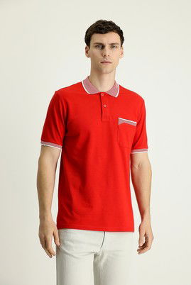 Polo Yaka Regular Fit Desenli Pamuk Tişört