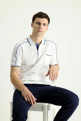 Polo Yaka Regular Fit Desenli Pamuk Tişört