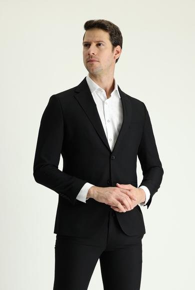 Erkek Giyim - SİYAH 48 Beden Slim Fit Dar Kesim Klasik Takım Elbise