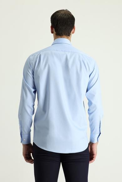 Erkek Giyim - UÇUK MAVİ M Beden Uzun Kol Non Iron Saten Klasik Pamuklu Gömlek
