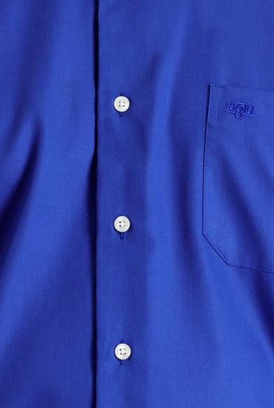 Erkek Giyim - SAKS MAVİ XL Beden Uzun Kol Non Iron Saten Klasik Pamuklu Gömlek