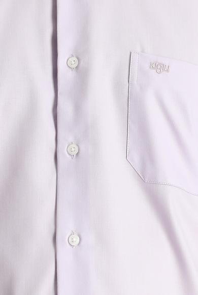 Erkek Giyim - LİLA L Beden Uzun Kol Non Iron Saten Klasik Pamuklu Gömlek