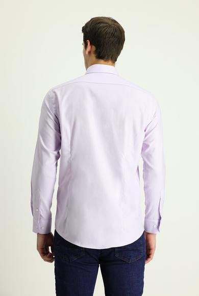 Erkek Giyim - LİLA L Beden Uzun Kol Slim Fit Dar Kesim Oxford Pamuk Gömlek