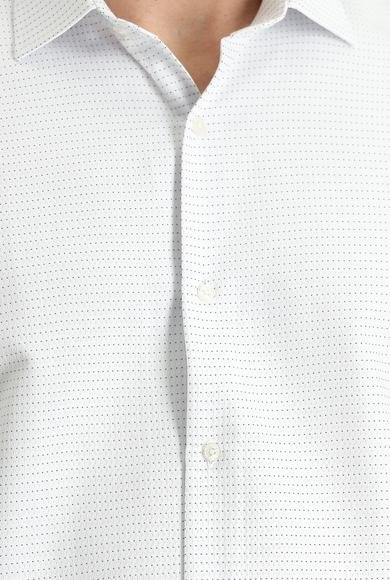 Erkek Giyim - MAVİ XL Beden Kısa Kol Regular Fit Desenli Pamuklu Gömlek