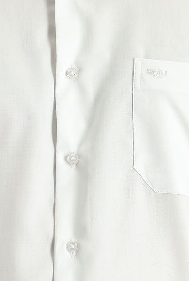 Erkek Giyim - BEYAZ 4X Beden Uzun Kol Non Iron Saten Klasik Pamuklu Gömlek