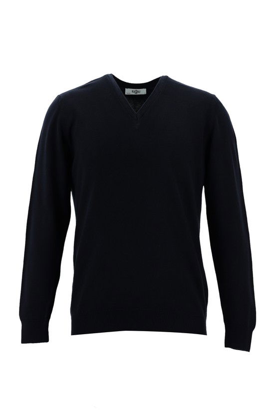 Erkek Giyim - V Yaka Slim Fit Dar Kesim Pamuklu Triko Kazak