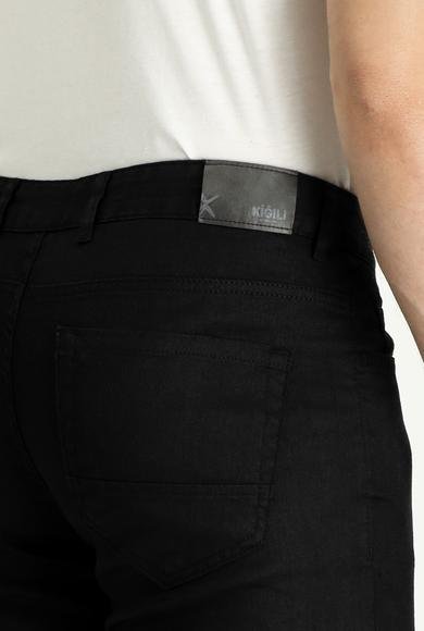 Erkek Giyim - SİYAH 62 Beden Regular Fit Pamuklu Keten Kanvas / Chino Pantolon