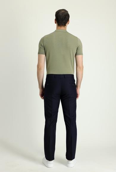 Erkek Giyim - SİYAH LACİVERT 46 Beden Slim Fit Dar Kesim Klasik Kumaş Pantolon