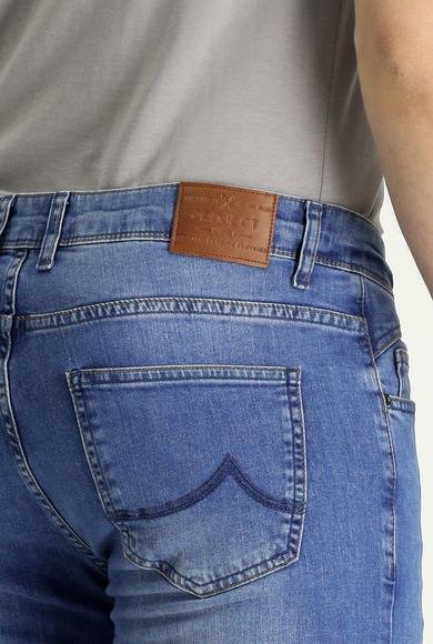 Erkek Giyim - MAVİ 48 Beden Super Slim Fit Ekstra Dar Kesim Likralı Denim Pantolon
