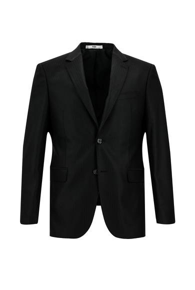 Erkek Giyim - SİYAH 50 Beden Slim Fit Dar Kesim Klasik Çizgili Takım Elbise