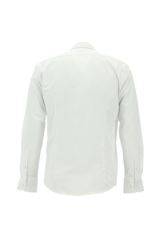 Erkek Giyim - Uzun Kol Slim Fit Dar Kesim Klasik Non Iron Saten Pamuklu Gömlek