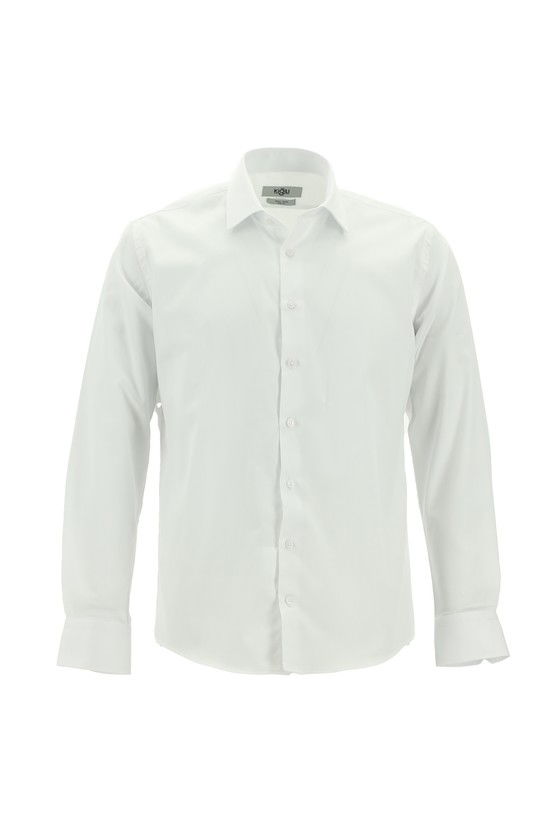 Erkek Giyim - Uzun Kol Slim Fit Dar Kesim Klasik Non Iron Saten Pamuklu Gömlek