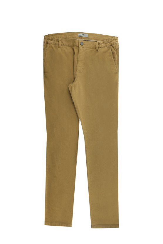 Erkek Giyim - Regular Fit Beli Lastikli Likralı Kanvas / Chino Pantolon