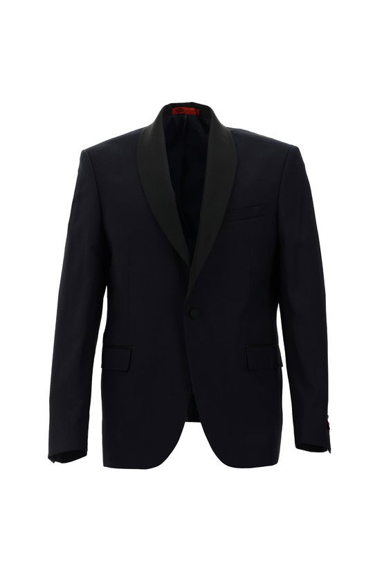 Erkek Giyim - Slim Fit Dar Kesim Şal Yaka Yünlü Smokin & Damatlık